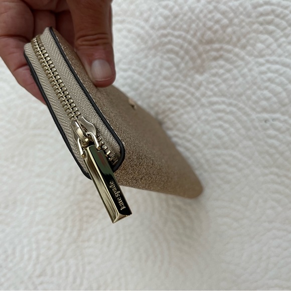Kate Spade Gold Glitter Zip Around Wallet - Picture 10 of 12